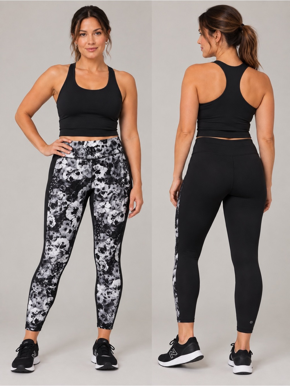 GAP Black & White Floral Ankle-length Leggings